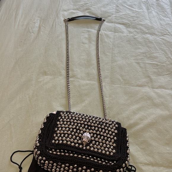 Kurt Geiger London Medium Crochet Kensington Black Silver Studs Chain Strap - Picture 4 of 10